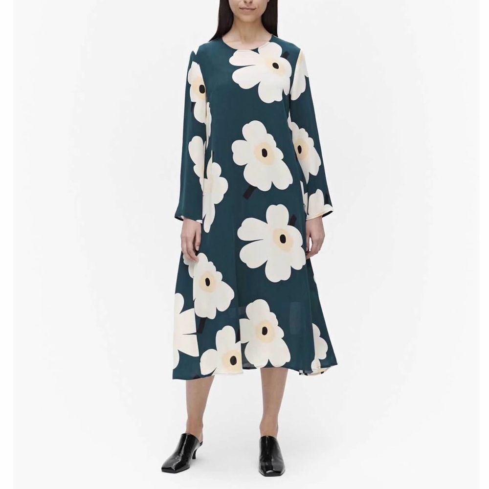 Marimekko Floral Hilbertti 2 Juhlaunikko Midi Shift Dress Size EU 36 Used